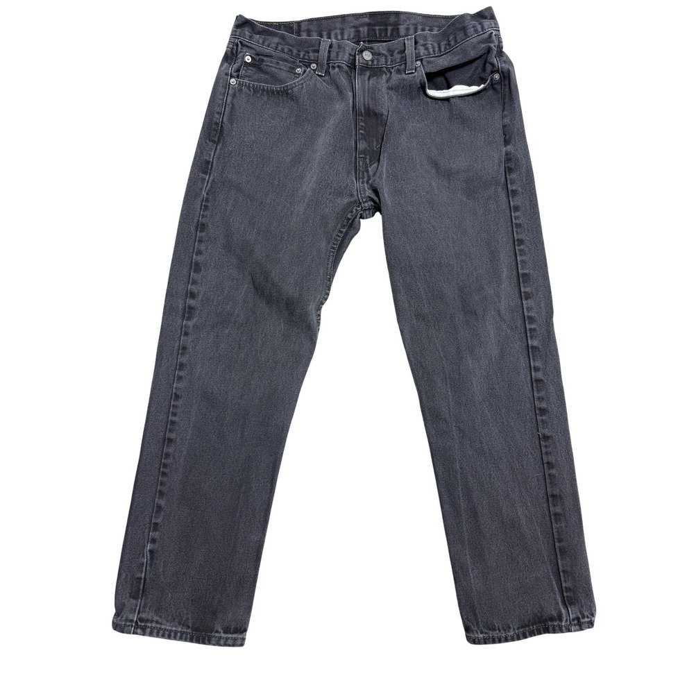 Levis 505 Jeans Mens 36x30 Gray Denim Regular Fit Straight Leg WaterLess Classic
